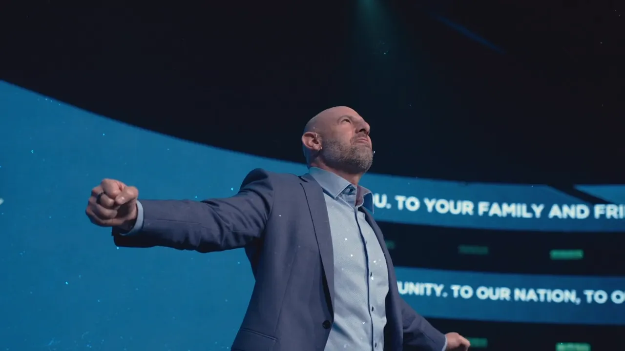 Pastor Frankie Mazzapica preaching at Celebration Church